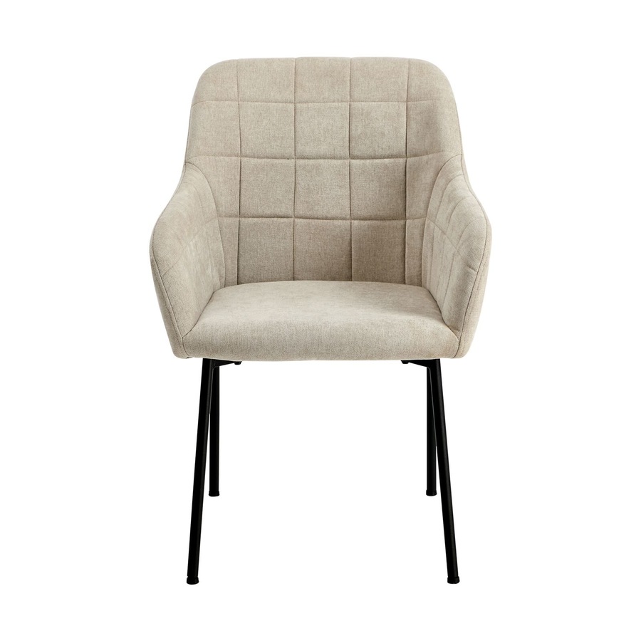 Oikiture 6x Dining Chairs Kitchen Accent Armchairs Linen Fabric Beige