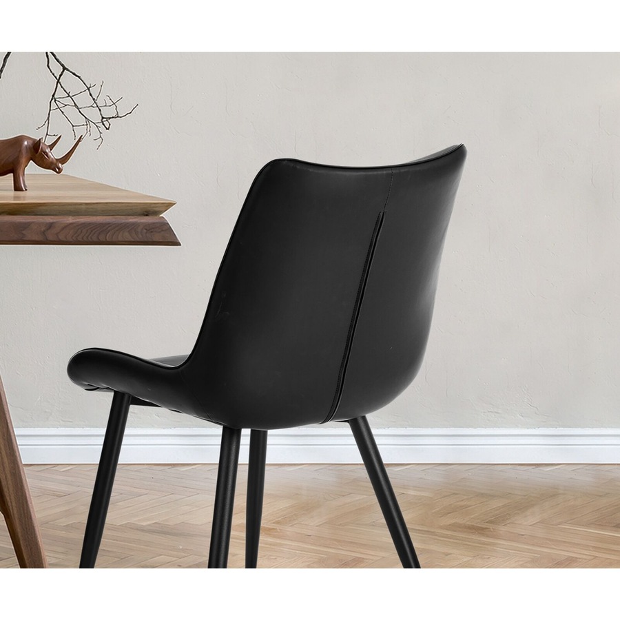 Oikiture 6x Dining Chairs Kitchen Accent Chairs Upholstered PU Leather Black