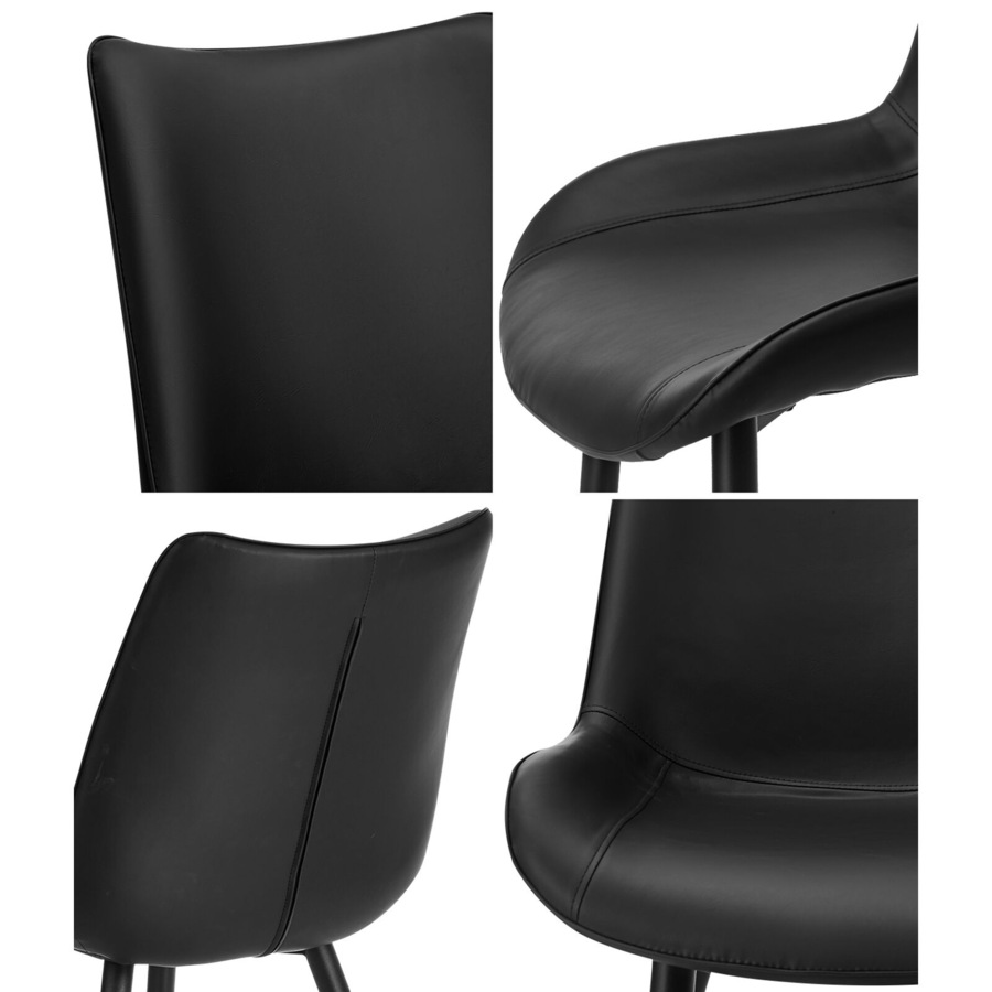 Oikiture 6x Dining Chairs Kitchen Accent Chairs Upholstered PU Leather Black