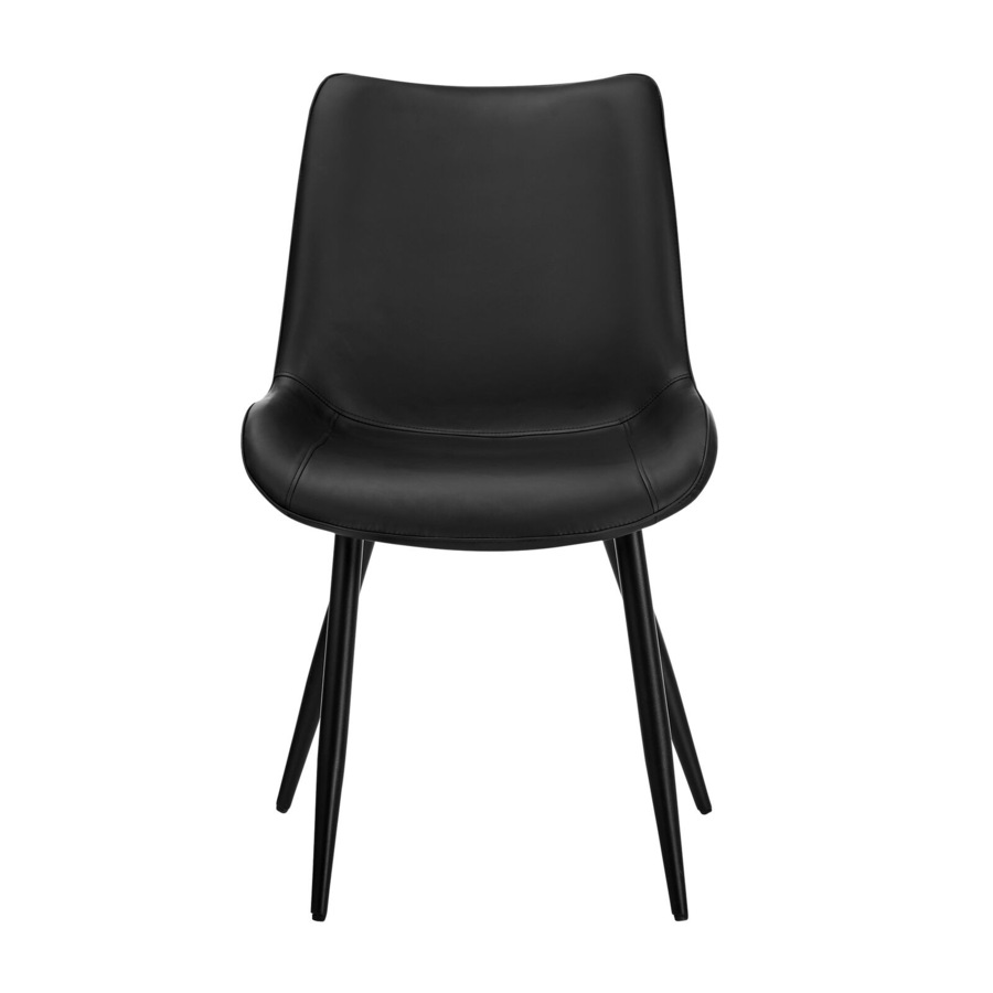 Oikiture 6x Dining Chairs Kitchen Accent Chairs Upholstered PU Leather Black