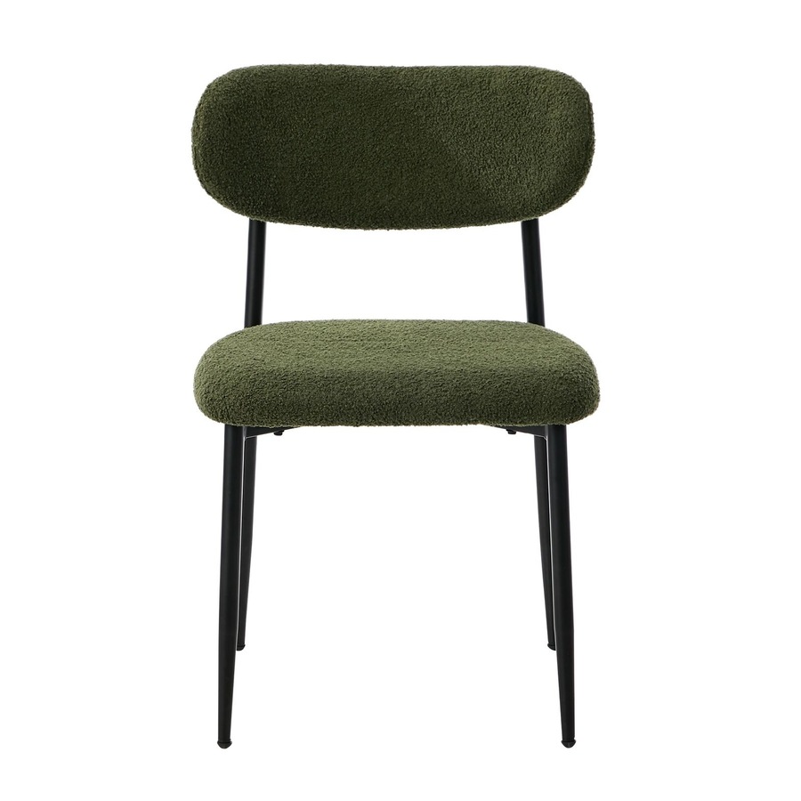 Oikiture 6x Dining Chairs Kitchen Chair Cafe Lounge Chair Boucle Black&Green