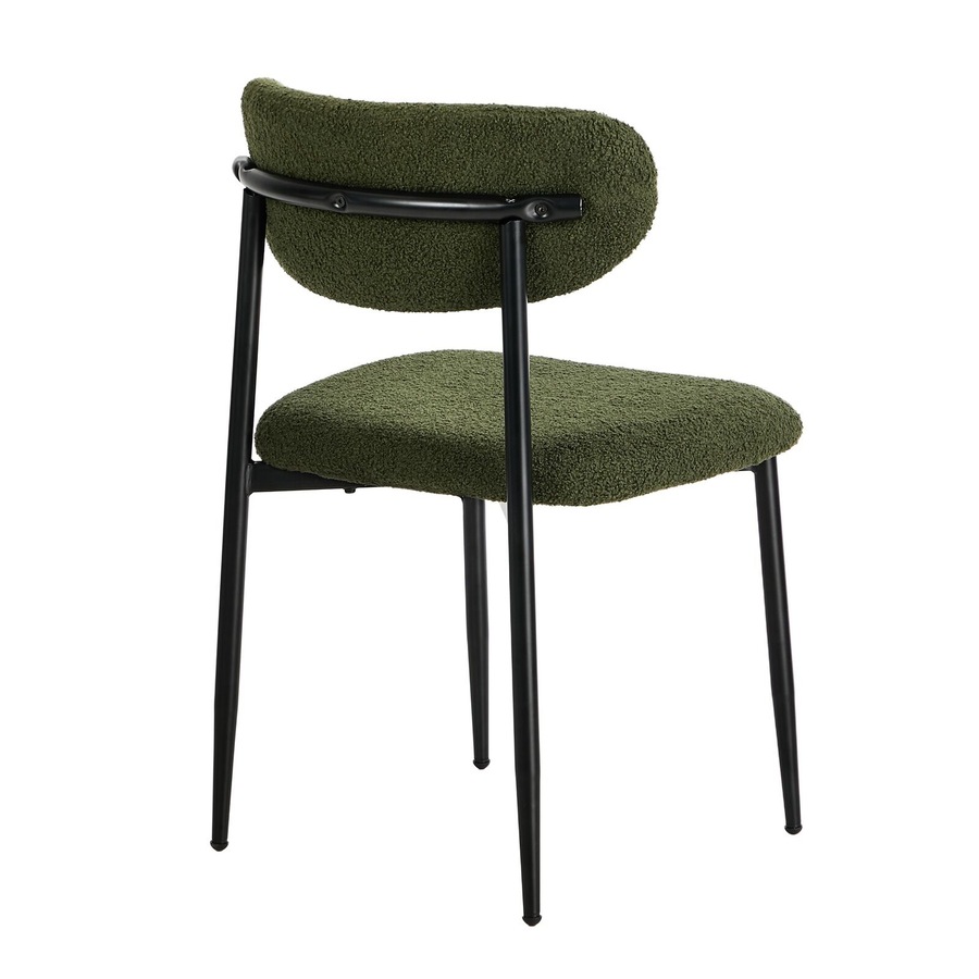 Oikiture 6x Dining Chairs Kitchen Chair Cafe Lounge Chair Boucle Black&Green