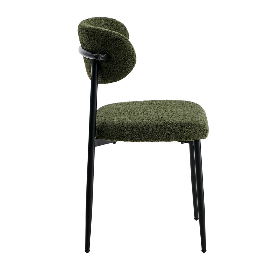 Oikiture 6x Dining Chairs Kitchen Chair Cafe Lounge Chair Boucle Black&Green