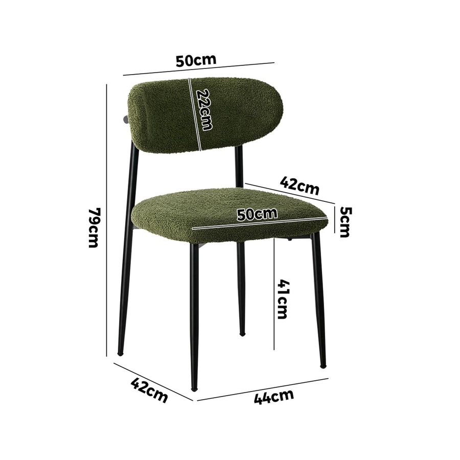Oikiture 6x Dining Chairs Kitchen Chair Cafe Lounge Chair Boucle Black&Green