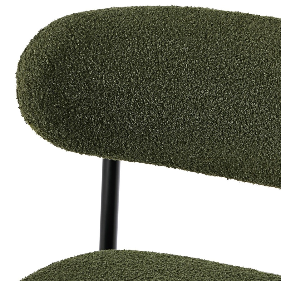 Oikiture 6x Dining Chairs Kitchen Chair Cafe Lounge Chair Boucle Black&Green