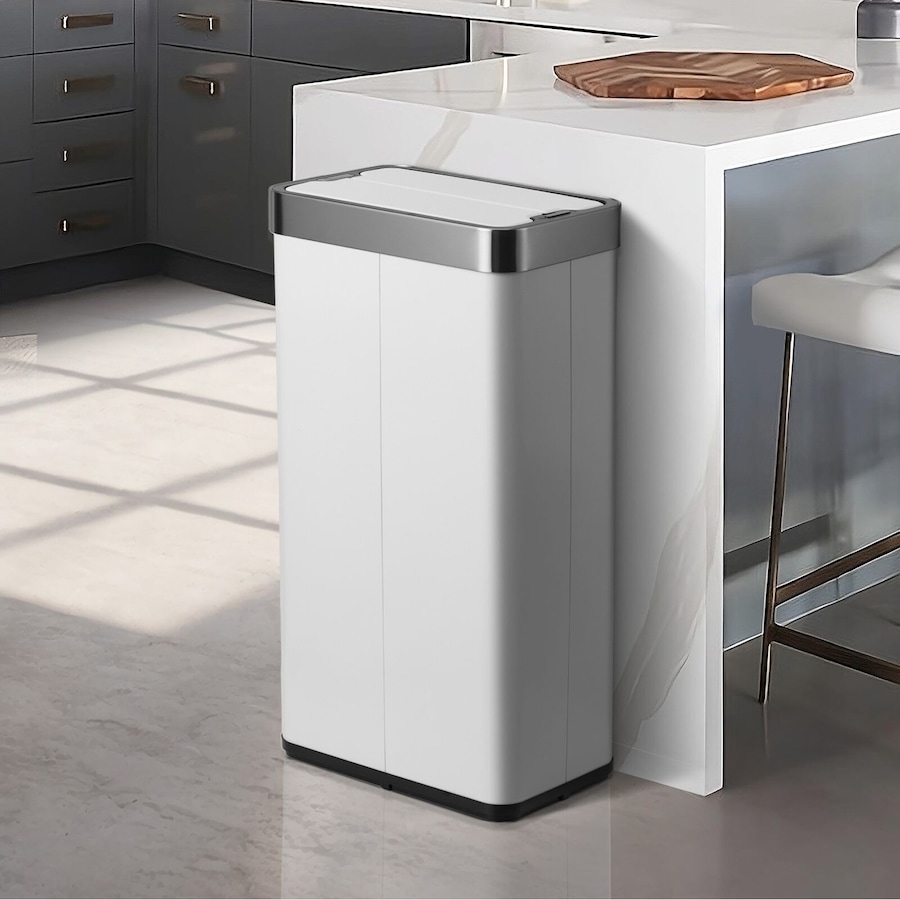 Oikiture 75L Motion Sensor Bin Stainless Steel Automatic Rubbish Trash Can White