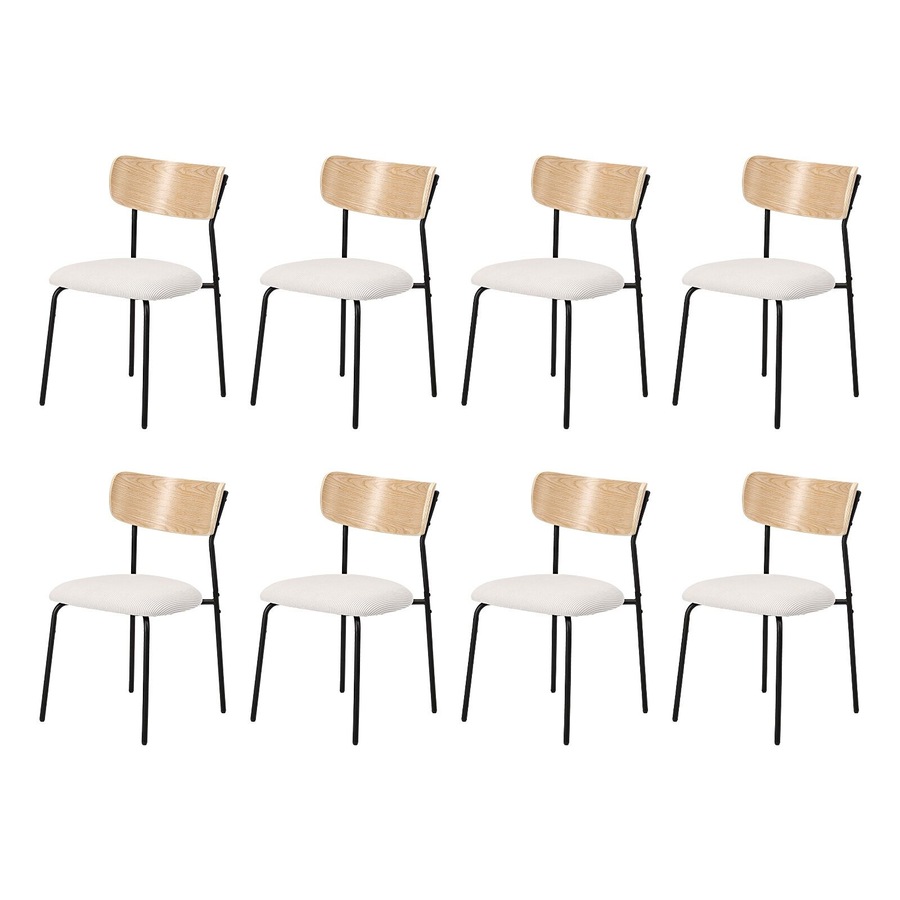 Oikiture 8PCS Dining Chairs Kitchen Chair Padded Lounge Seat Corduroy Beige