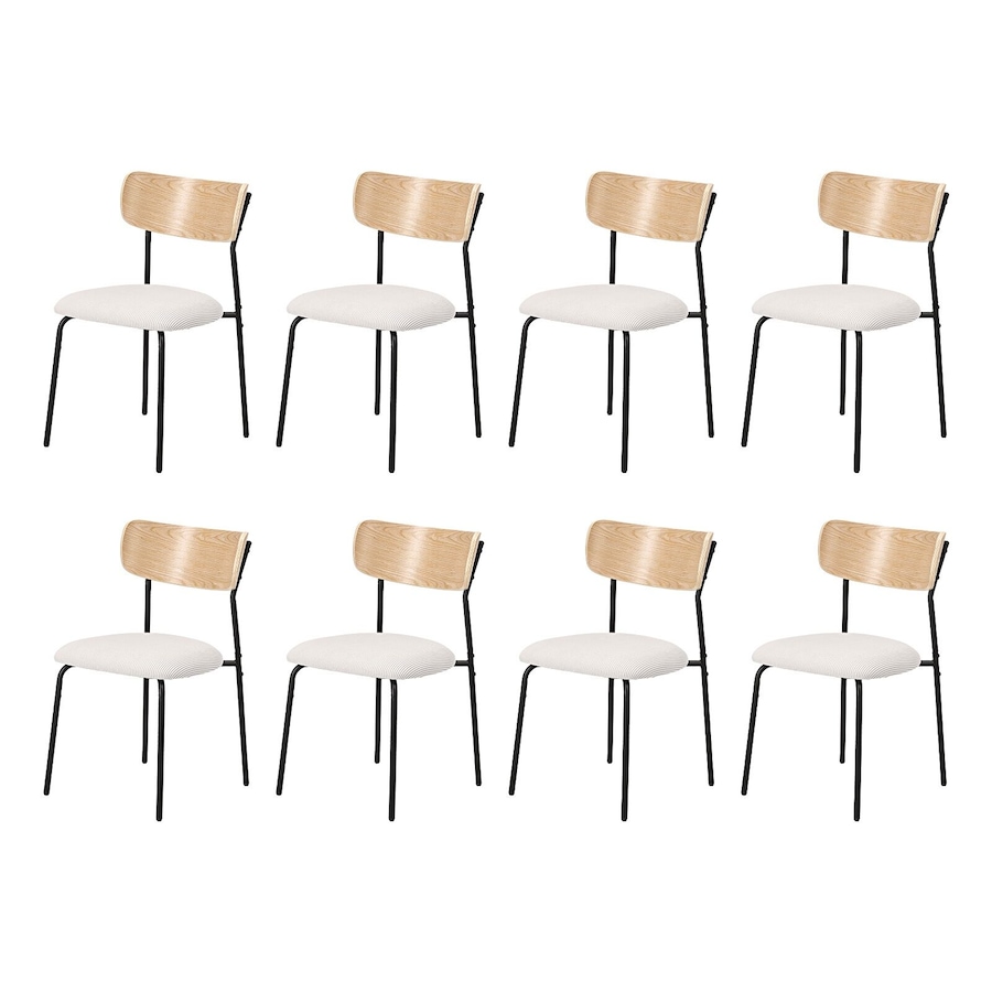 Oikiture 8PCS Dining Chairs Kitchen Chair Padded Lounge Seat Corduroy Beige