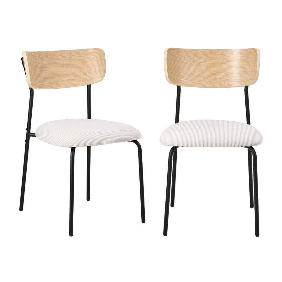 Oikiture 8PCS Dining Chairs Kitchen Chair Padded Lounge Seat Corduroy Beige