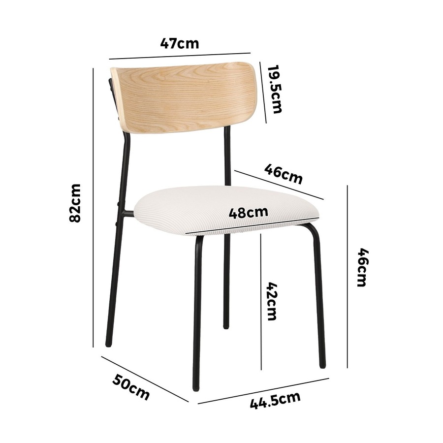 Oikiture 8PCS Dining Chairs Kitchen Chair Padded Lounge Seat Corduroy Beige