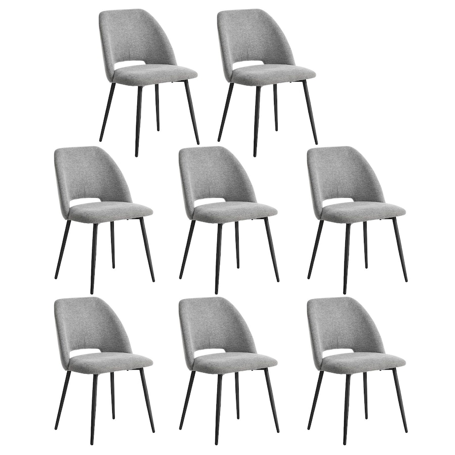 Oikiture 8x Dining Chair Accent Chairs Linen Fabric Grey