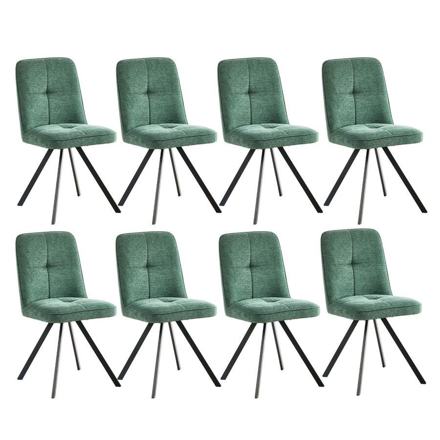 Oikiture 8x Dining Chair Kitchen Seat Linen Fabric Accent Chair Green