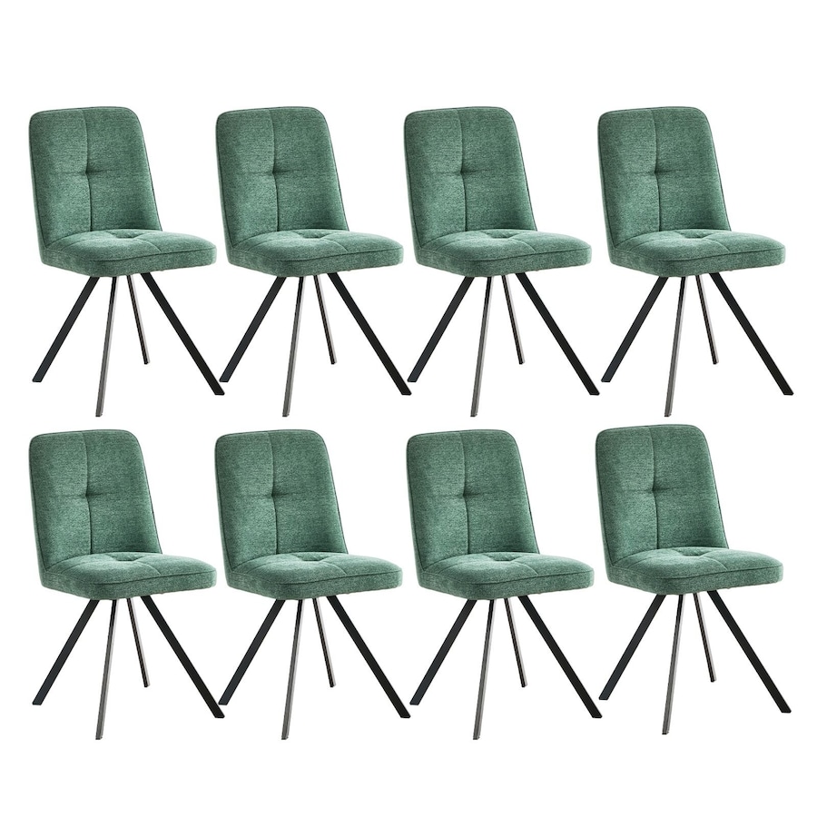 Oikiture 8x Dining Chair Kitchen Seat Linen Fabric Accent Chair Green