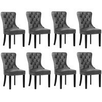 Oikiture 8x Velvet Dining Chairs Upholstered French Provincial Tufted Grey