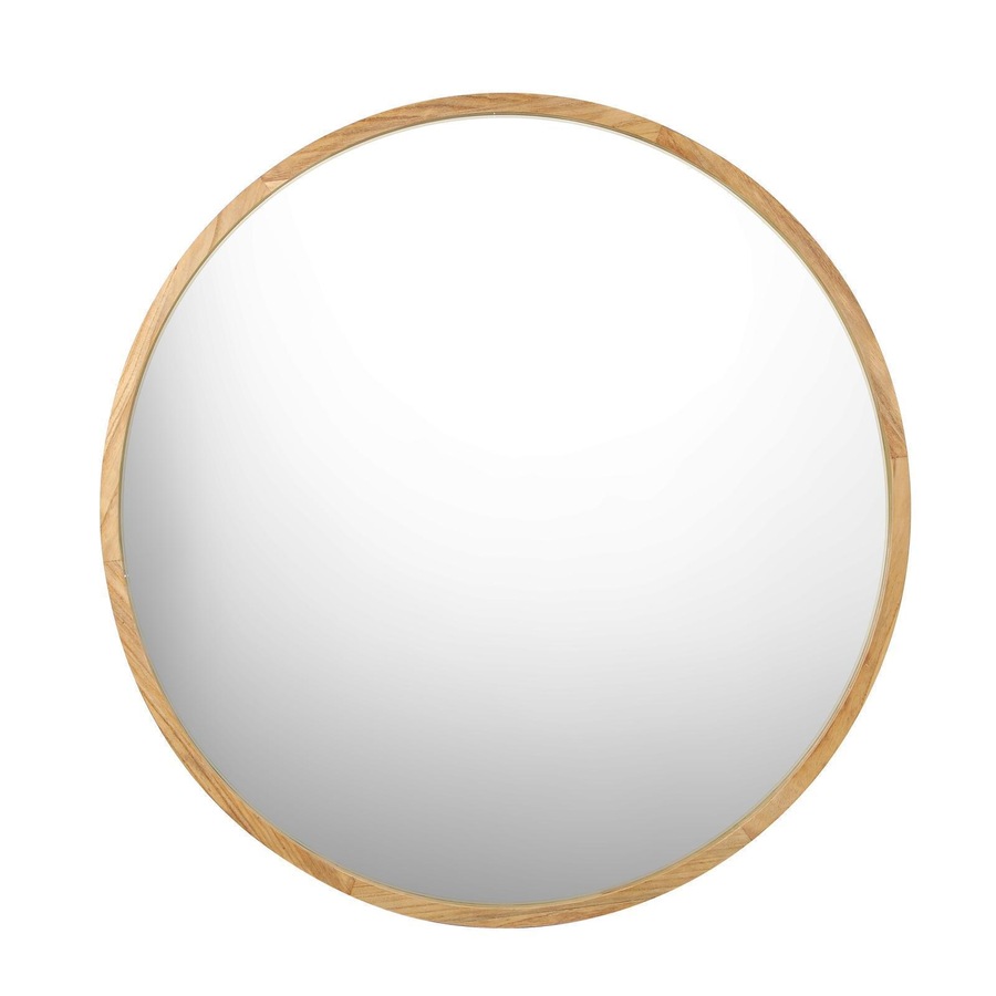 Oikiture 90cm Wooden Wall Mirrors Round Large Makeup Mirror Vanity Home Decor
