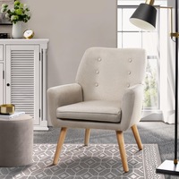 Oikiture Armchair Lounge Chair Linen/Sherpa Accent Armchairs Tub Chairs Sofa