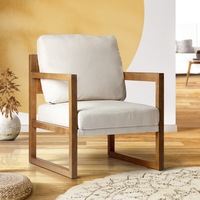 Oikiture Armchair Lounge Sofa Chair Fabric Accent Chairs Tub Armchairs Couches Beige