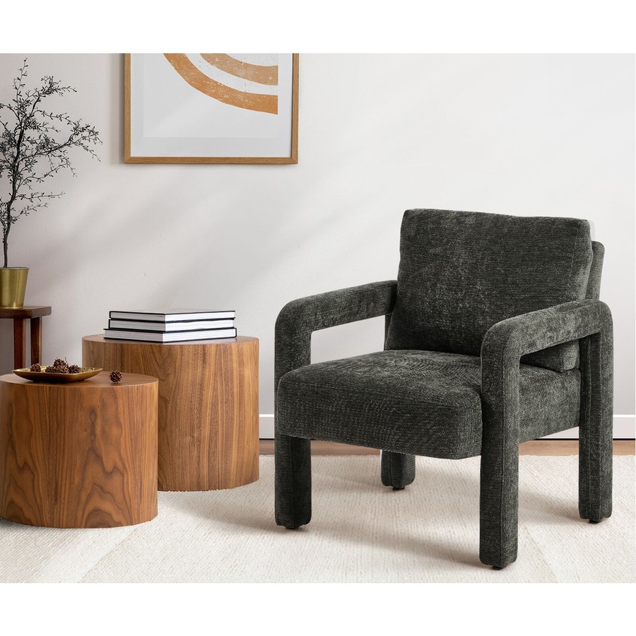 Oikiture Armchair Velvet Accent Chairs 1 Seater Lounge Sofa Chair Grey