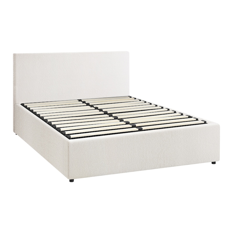 Buy Oikiture Bed Frame Double Size Gas Lift Base With Storage White ...