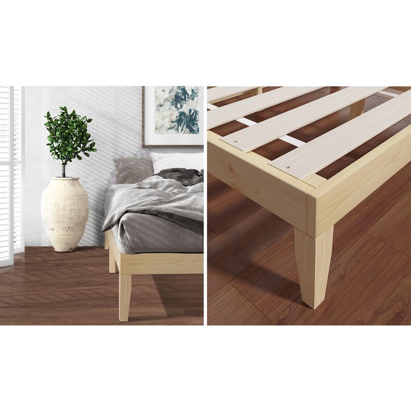 Buy Oikiture Bed Frame Double Wooden Platform Bed Base Frame Wood