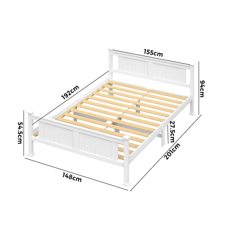 Buy Oikiture Bed Frame Double Wooden Kids Adults Beds - MyDeal