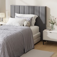 Oikiture Bed Frame Headboard King Single Size Head Bedhead Grey Velvet