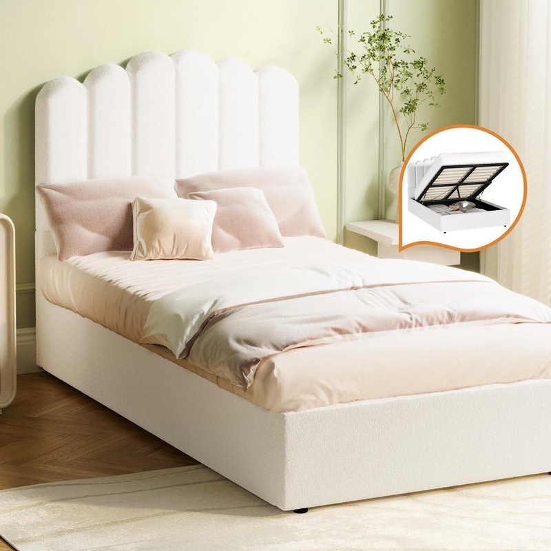 Buy Oikiture Bed Frame King Single Size Gas Lift Beds Platform Boucle