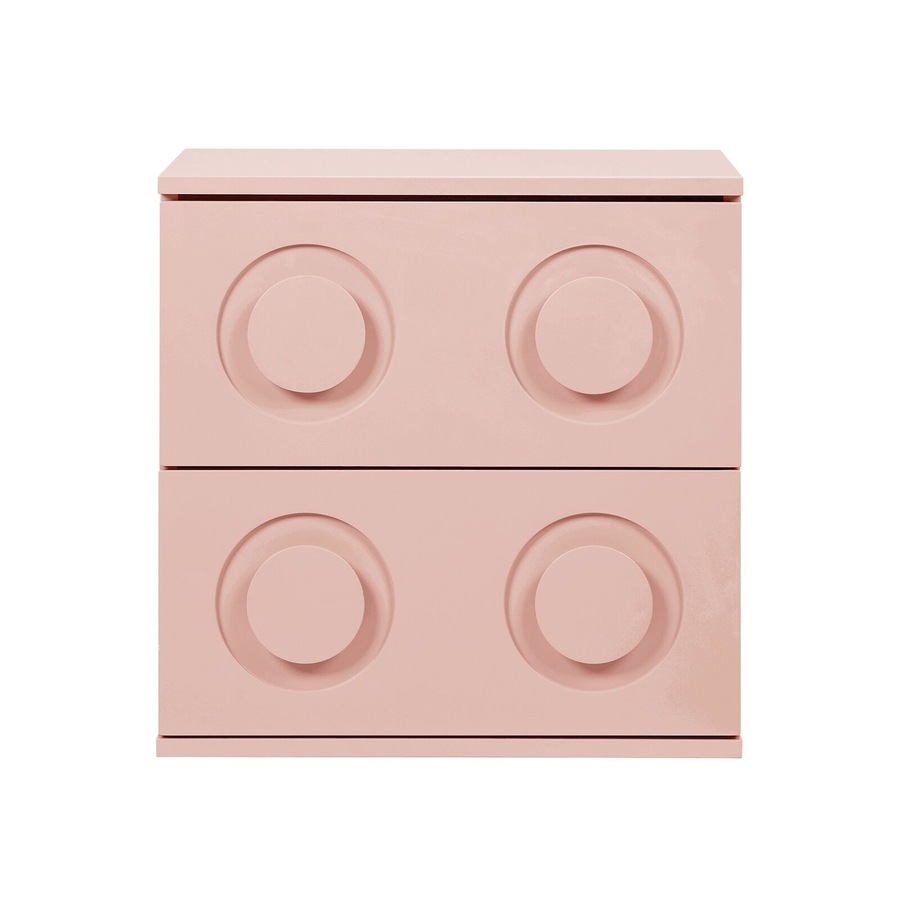 Oikiture Bedside Table 2 Drawers Kid Nightstand Pink