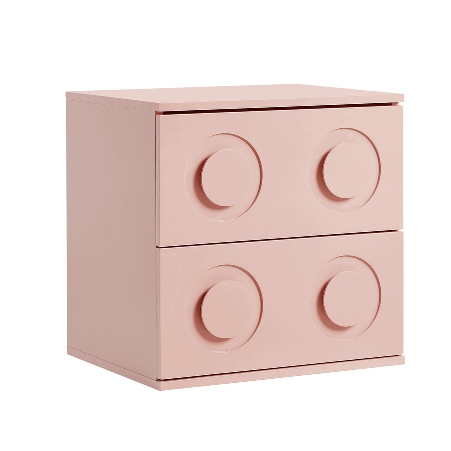 Oikiture Bedside Table 2 Drawers Kid Nightstand Pink