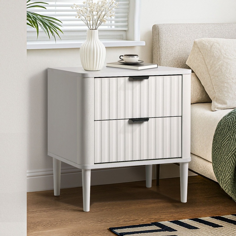 Oikiture Bedside Table Nightstand White