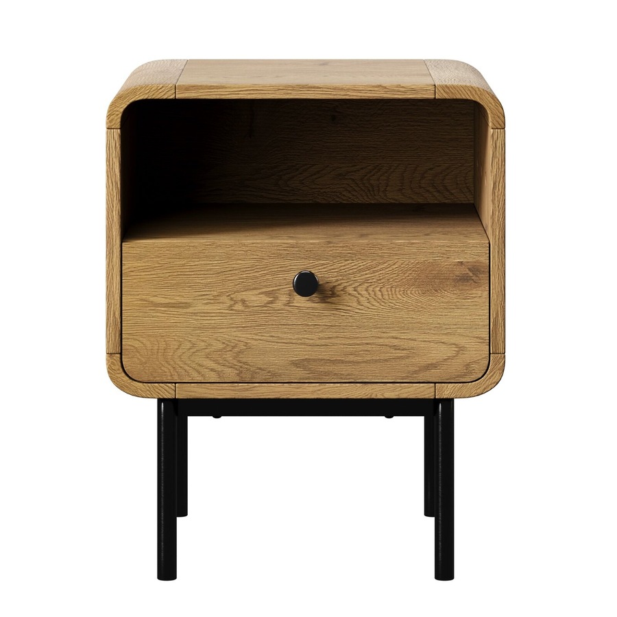 Oikiture Bedside Table Side Table Bedroom Storage Nightstand Metal Natural