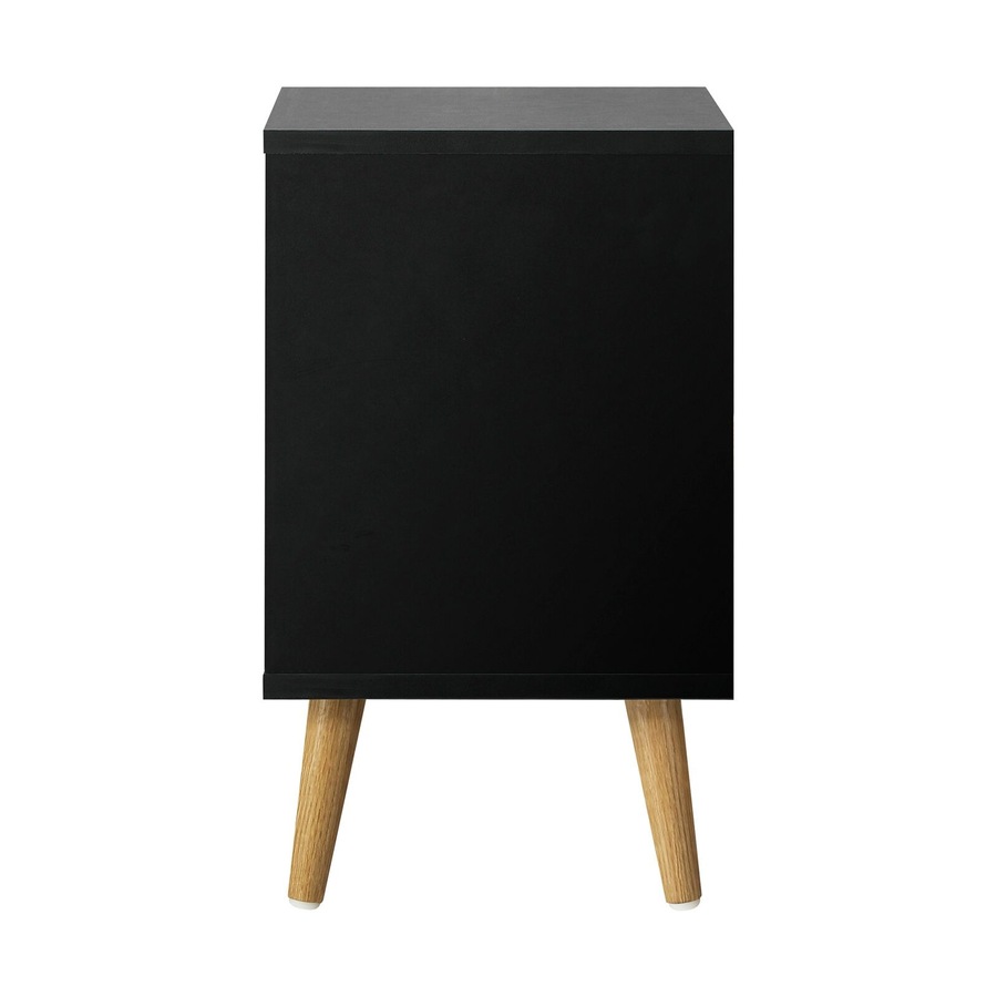 Oikiture Bedside Tables 2 Drawers Side Table Bedroom Furniture Storage Black