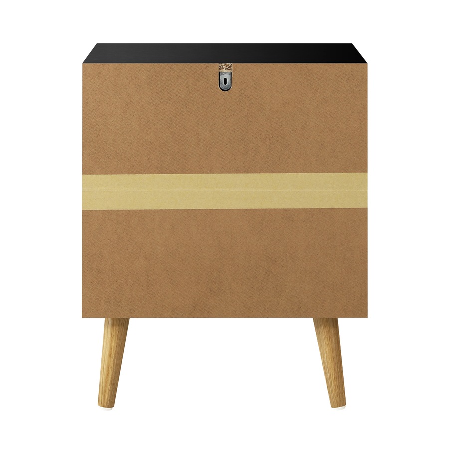 Oikiture Bedside Tables 2 Drawers Side Table Bedroom Furniture Storage Black