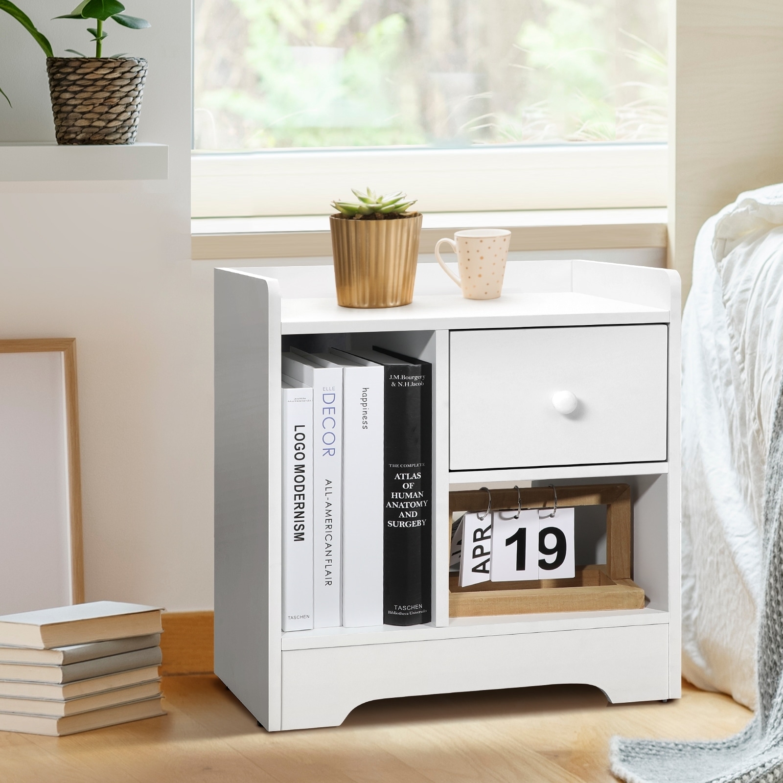 Buy Oikiture Bedside Tables End Table (White) - MyDeal