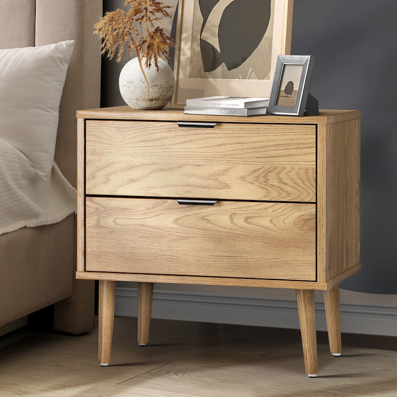 Buy Oikiture Bedside Tables Side Table 2 Drawers Bedroom Furniture ...