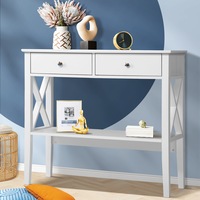 Oikiture Console Table Hall Side Entry 2 Drawers Hallway Display Shelf Desk