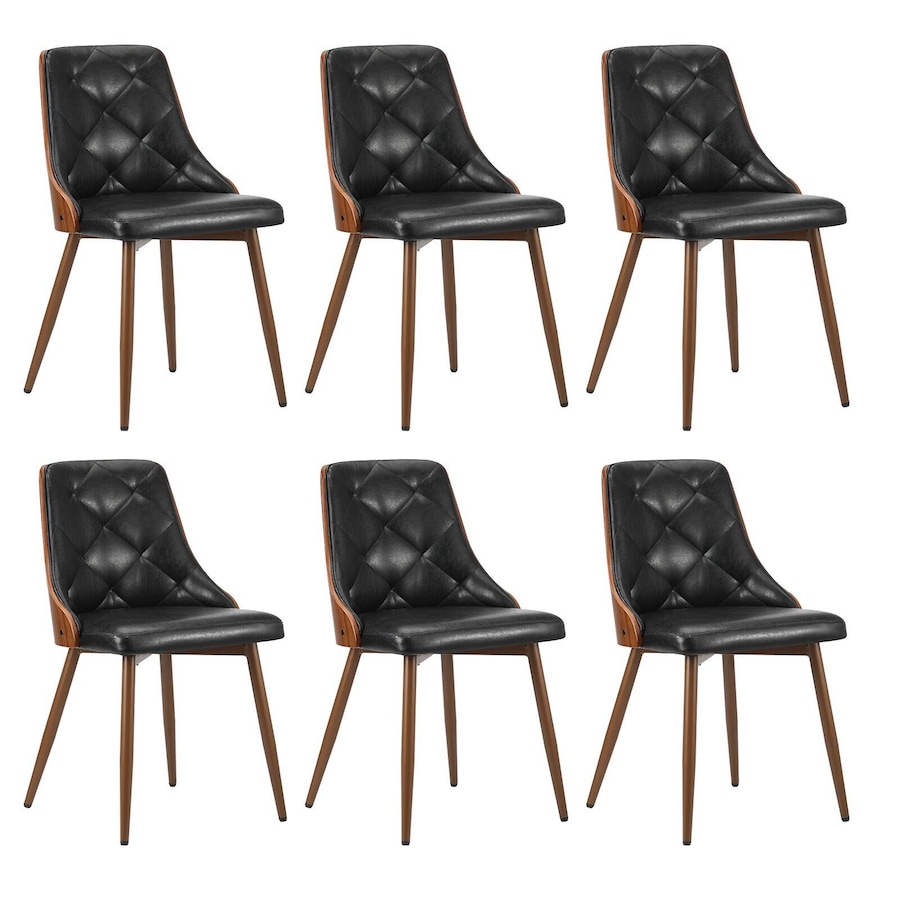 Oikiture Dining Chairs Kitchen Lounge Cafe Seat Retro PU Leather x6 Black