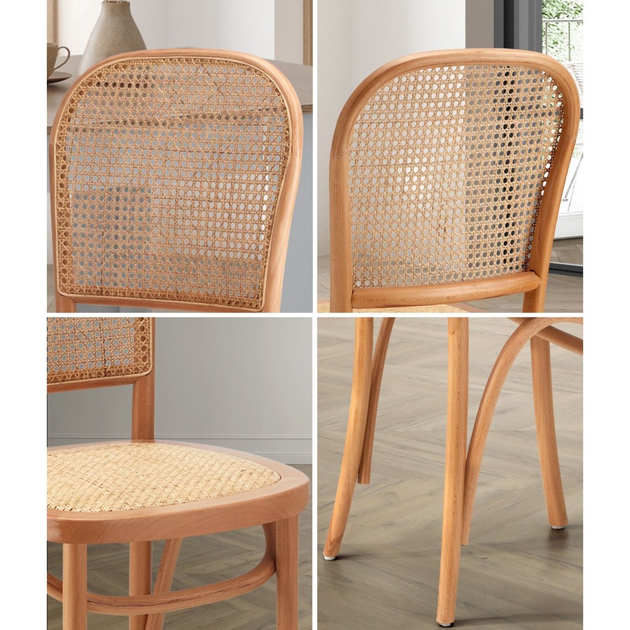Oikiture Dining Chairs Wooden Chairs Rattan Accent Chair Natural