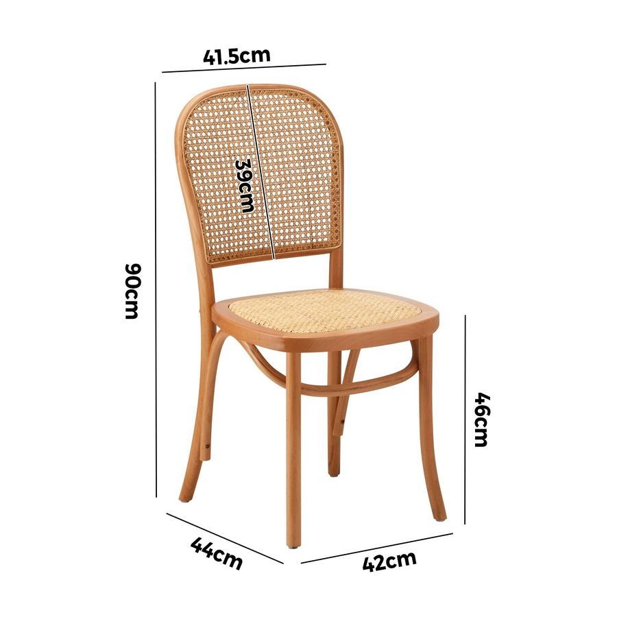 Oikiture Dining Chairs Wooden Chairs Rattan Accent Chair Natural