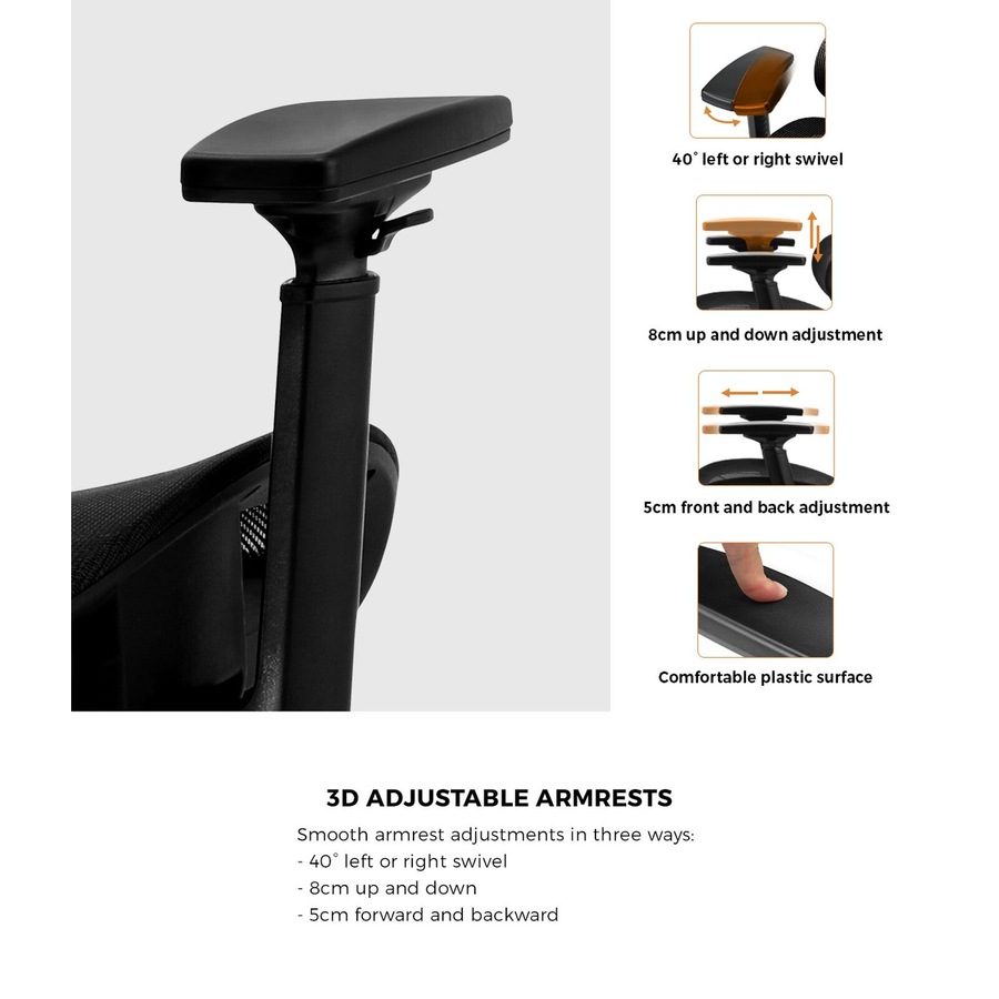 Oikiture Ergonomic Office Chair Mesh Executive Seat Computer Chairs Black