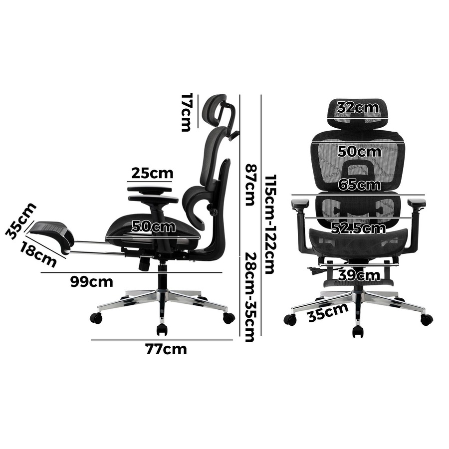 Oikiture Ergonomic Office Chair Mesh Executive Seat Computer Chairs Black