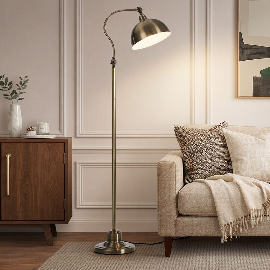 Oikiture Floor Lamps Standing Lamp Metal Frame Bronze-finish