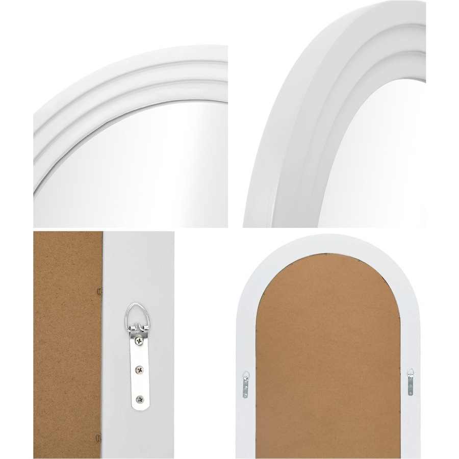 Oikiture Full Length Arch Mirror 165x60cm White Wood Wall Mounted Home Decor