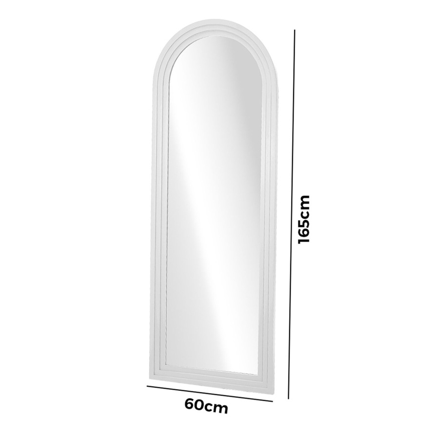 Oikiture Full Length Arch Mirror 165x60cm White Wood Wall Mounted Home Decor