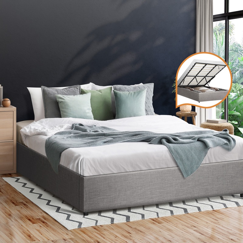 Buy Oikiture Bed Frame King Size Gas Lift Bed Base With Storage MyDeal