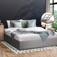 Oikiture Bed Frame Queen Size Gas Lift Bed Base With Storage