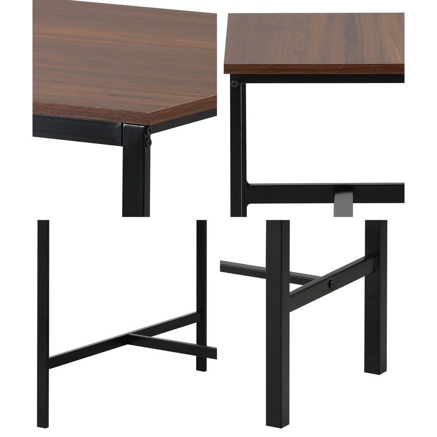 Oikiture Industrial Dining Table 4 Seaters with Kitchen Bench Chairs Natural