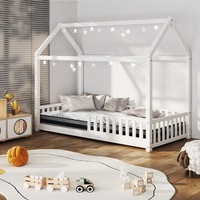 Oikiture Kids Bed Frame With Single Mattress Set House Frame White