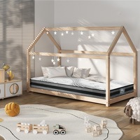 Oikiture Montessori Kids Bed Frame with Mattress Single House Wooden