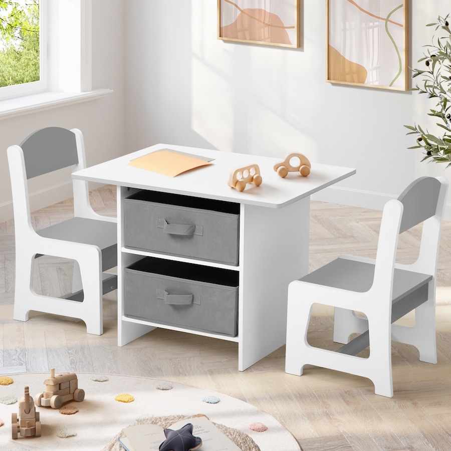 Oikiture Kids Table and Chairs Set Children Activity Play Desk with Storage Box